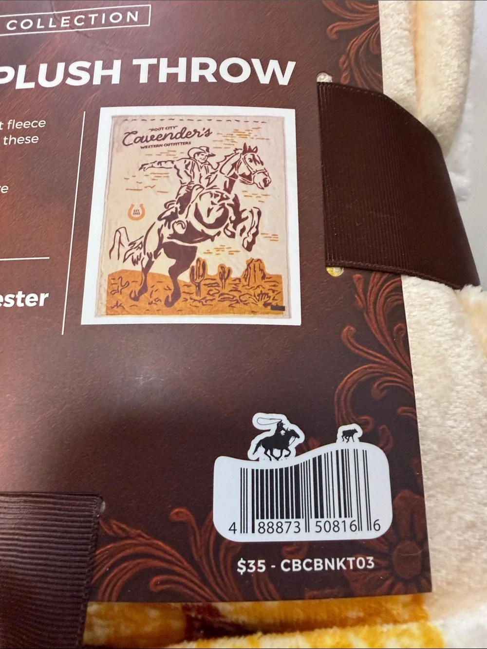 CAVENDER'S Rust & Gold Desert Cowboy Plush Throw